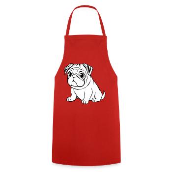 Pug White Dogs T-shirt Gift Christmas - Cooking Apron - red - Front - AI Model Male 185 dark (185cm)