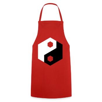 Hex-Ausschnitt Yin Yang - Kochschürze - Rot - Vorne - AI Model Male 185 dark (185cm)