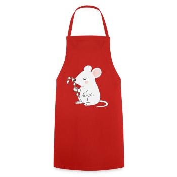 Cute Mouse with Candy Cane – Cute Cartoon - Cooking Apron - red - Front - AI Model Male 185 dark (185cm)