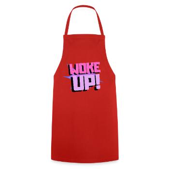 woke up - Cooking Apron - red - Front - AI Model Male 185 dark (185cm)