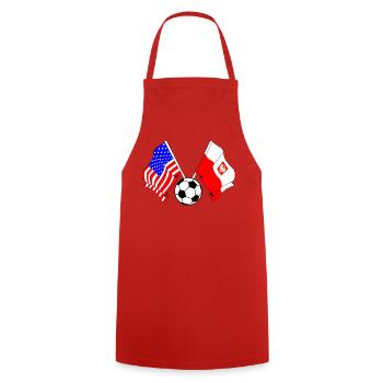 Football Pologne vs États-Unis - Tablier de cuisine - rouge - Devant - AI Model Male 185 dark (185cm)
