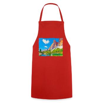 Lac dans les Dolomites avec effet peinture - Tablier de cuisine - rouge - Devant - AI Model Male 185 dark (185cm)