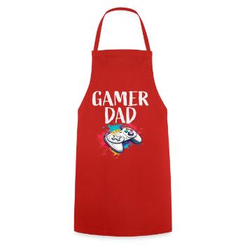 Gamer Dad Controller - Kochschürze - Rot - Vorne - AI Model Male 185 dark (185cm)