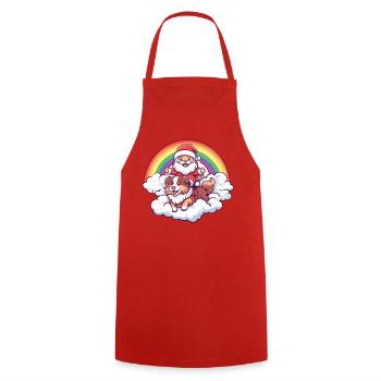 Border Collie Dog Santa Claus Christmas - Cooking Apron - red - Front - AI Model Male 185 dark (185cm)