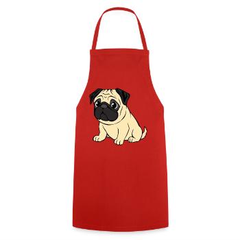 Pug Dogs T-shirt Gift Christmas - Cooking Apron - red - Front - AI Model Male 185 dark (185cm)