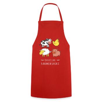 Fermier officiel Fermier Fermier Mignons - Tablier de cuisine - rouge - Devant - AI Model Male 185 dark (185cm)