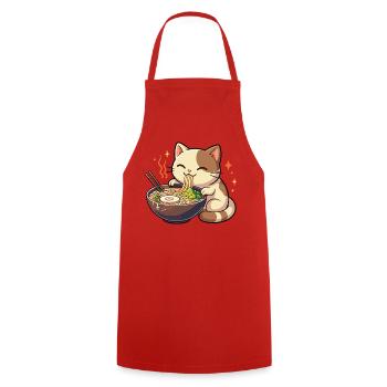 Katze mit Nudeln Ramen kawaii Katze - Kochschürze - Rot - Vorne - AI Model Male 185 dark (185cm)