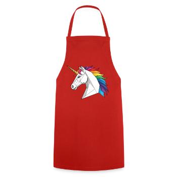 Licorne géométrique avec arc-en-ciel - Tablier de cuisine - rouge - Devant - AI Model Male 185 dark (185cm)