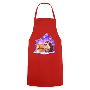 Hedgehog with pancakes and crystals - Cooking Apron - red - Front - AI Model Male 185 dark (185cm)
