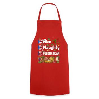 Nice Naughty Puerto Rican Feast - Cooking Apron - red - Front - AI Model Male 185 dark (185cm)