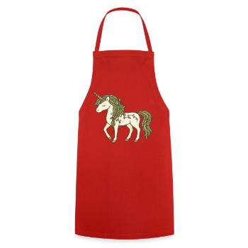 Nature Unicorn with Leaf Braids and Vines - Cooking Apron - red - Front - AI Model Male 185 dark (185cm)