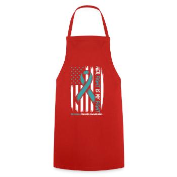 Cervical Cancer Awareness for mom, wife, grandma - Cooking Apron - red - Front - AI Model Male 185 dark (185cm)