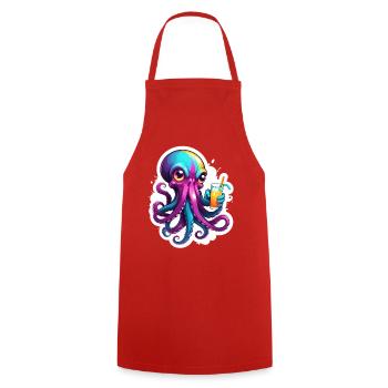 Pieuvre colorée avec boisson - Tablier de cuisine - rouge - Devant - AI Model Male 185 dark (185cm)