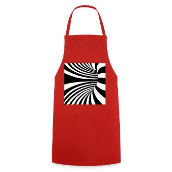 Hypnotic Black and White Waves - Cooking Apron - red - Front - AI Model Male 185 dark (185cm)