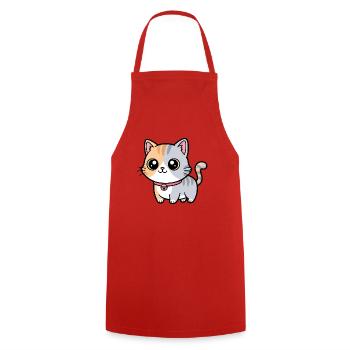 Calico Kitten Collar Charm - Cooking Apron - red - Front - AI Model Male 185 dark (185cm)