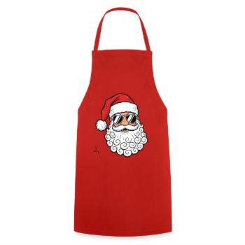 Cool Santa Claus with Sunglasses Graphic - Cooking Apron - red - Front - AI Model Male 185 dark (185cm)