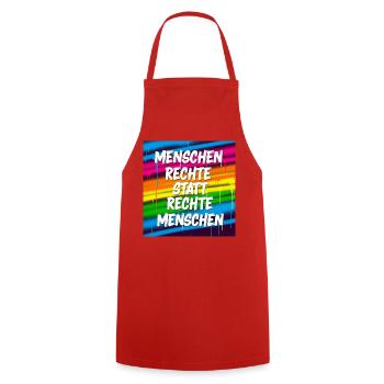 Human rights instead of right-wing people Street Art - Cooking Apron - red - Front - AI Model Male 185 dark (185cm)