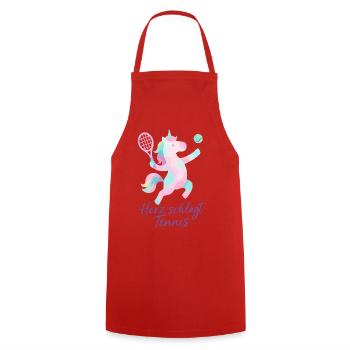 Herz schlägt Tennis, Einhorn Liebe, Turnier - Kochschürze - Rot - Vorne - AI Model Male 185 dark (185cm)