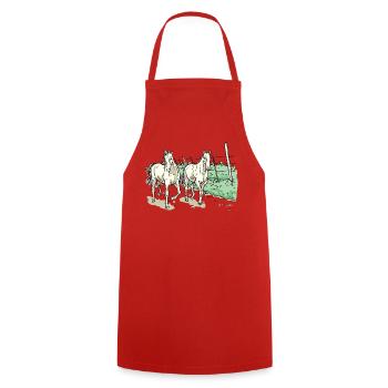 Deux chevaux élégants - Tablier de cuisine - rouge - Devant - AI Model Male 185 dark (185cm)