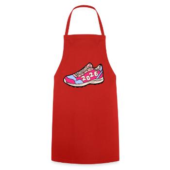 RUNNING 2026 - Cooking Apron - red - Front - AI Model Male 185 dark (185cm)