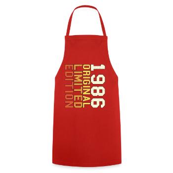 Original 1986 Vintage Retro Birthday Gift 86 - Cooking Apron - red - Front - AI Model Male 185 dark (185cm)