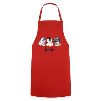 Funny chatter of penguins - Cooking Apron - red - Front - AI Model Male 185 dark (185cm)