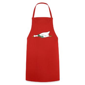Funny Flying Duck Goose Scarf Cozy Winter Holiday - Cooking Apron - red - Front - AI Model Male 185 dark (185cm)