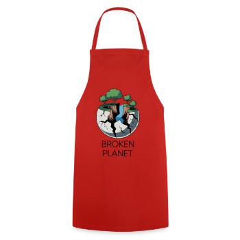 Cracked Planet Eco Scene - Cooking Apron - red - Front - AI Model Male 185 dark (185cm)