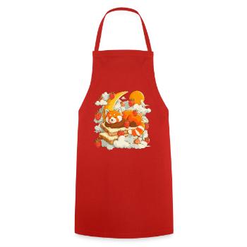 Moon Breakfast Fox - Cooking Apron - red - Front - AI Model Male 185 dark (185cm)