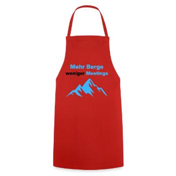 Mehr Berge, weniger Meetings, Urlaub, Büro - Kochschürze - Rot - Vorne - AI Model Male 185 dark (185cm)
