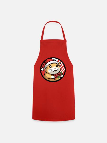 Hamster mit Weihnachtsgeschenk - Kochschürze - Rot