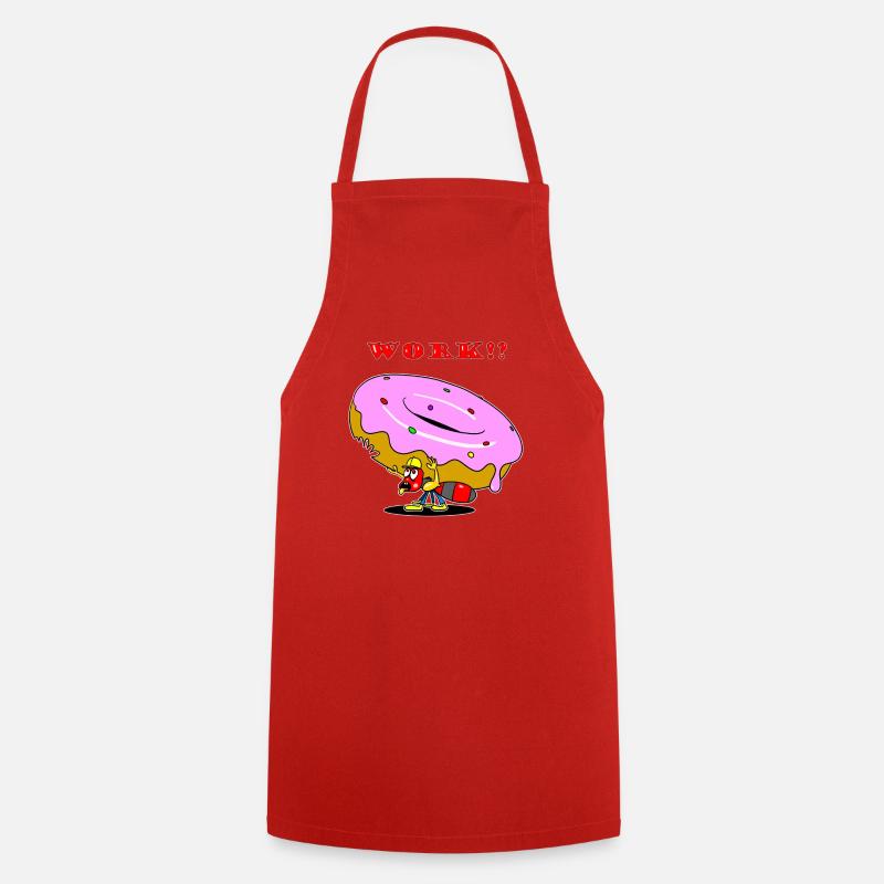 Ant Donut Worker Cartoon - Cooking Apron - red
