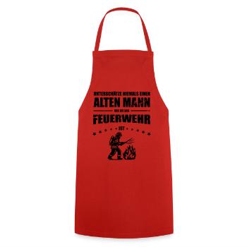 Alter Mann - Feuerwehr Geschenk Feuerwehrmann - Kochschürze - Rot - Vorne - AI Model Male 185 dark (185cm)