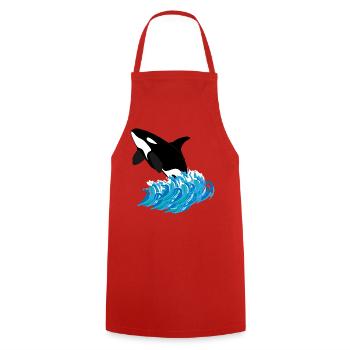 Orca-Druck - Kochschürze - Rot - Vorne - AI Model Male 185 dark (185cm)