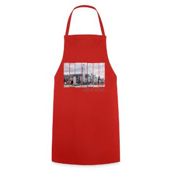Souvenir panorama vintage de la Skyline de l’île de Hong Kong - Tablier de cuisine - rouge - Devant - AI Model Male 185 dark (185cm)