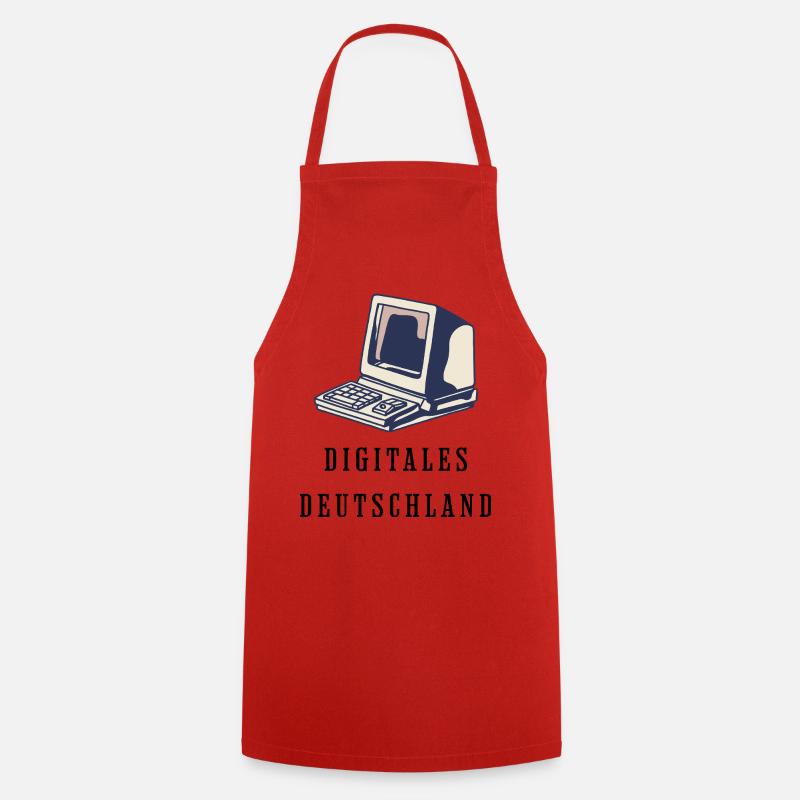 80s Style Retro Computer Digital Germany - Cooking Apron - red