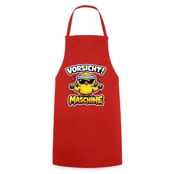 Vorsicht Maschine Küken Gym Fitness lustig Pumpen - Kochschürze - Rot - Vorne - AI Model Male 185 dark (185cm)
