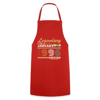 January 1996 Vintage Retro Birthday Gift - Cooking Apron - red - Front - AI Model Male 185 dark (185cm)