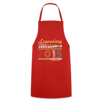 January 2015 Vintage Retro Birthday Gift - Cooking Apron - red - Front - AI Model Male 185 dark (185cm)