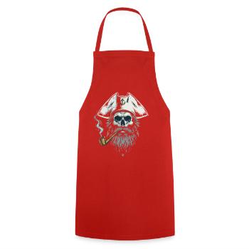 Kapitän Totenkopf Seemann Nautik Meer See Boot - Kochschürze - Rot - Vorne - AI Model Male 185 dark (185cm)