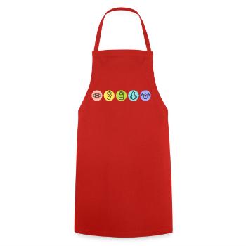 Fünf Sinne, Sinnesorgane, Medizin - Kochschürze - Rot - Vorne - AI Model Male 185 dark (185cm)