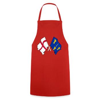 Drapeaux croisés du Cheshire et de l’Angleterre - Tablier de cuisine - rouge - Devant - AI Model Male 185 dark (185cm)