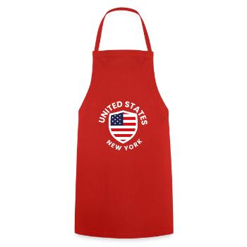 USA NY Patriot Shield - Kochschürze - Rot - Vorne - AI Model Male 185 dark (185cm)