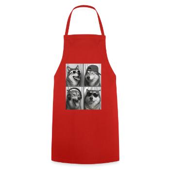 Wolf - Cooking Apron - red - Front - AI Model Male 185 dark (185cm)