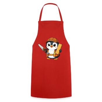 Penguin, Craftsman, Carpenter, Carpenter, Woodwork - Cooking Apron - red - Front - AI Model Male 185 dark (185cm)