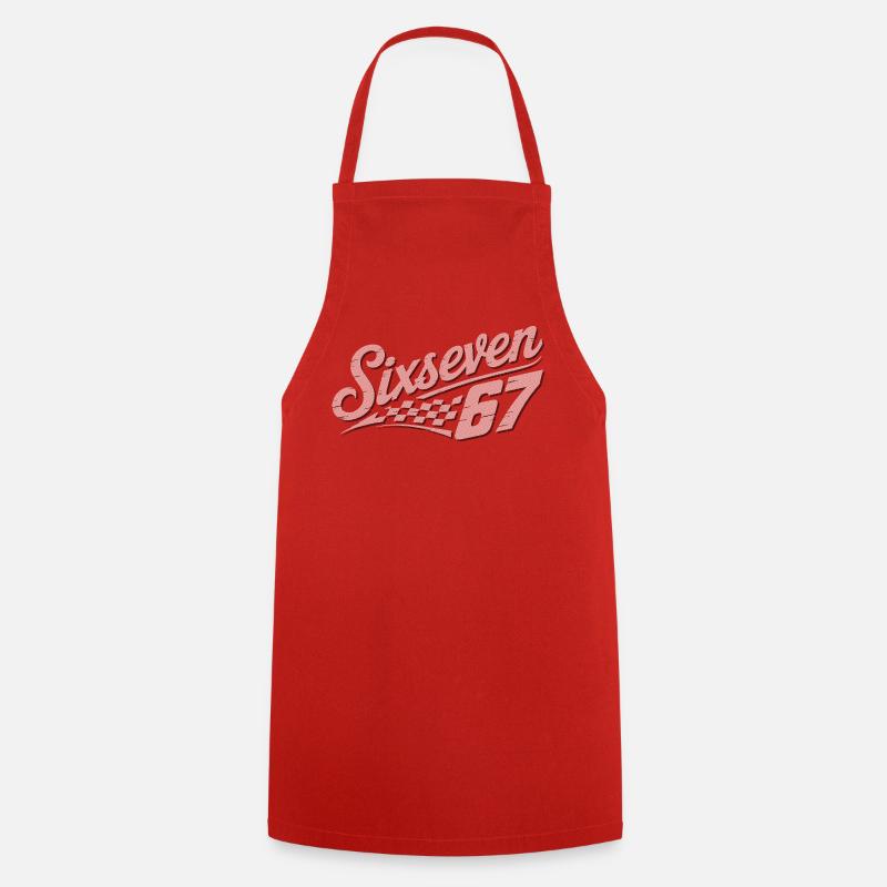 Six Seven Checkered Flag - Cooking Apron - red