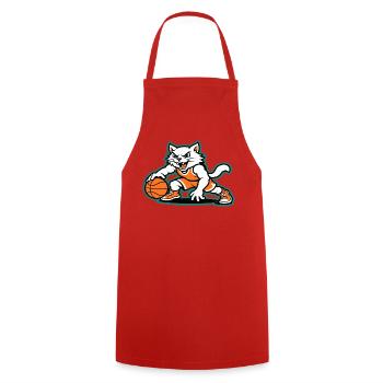 Basket-ball Cat Dunk - Tablier de cuisine - rouge - Devant - AI Model Male 185 dark (185cm)