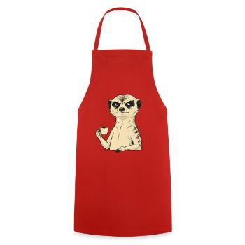 Grummeliges Erdmännchen Kaffee Liebhaber – Lustige - Tablier de cuisine - rouge - Devant - AI Model Male 185 dark (185cm)