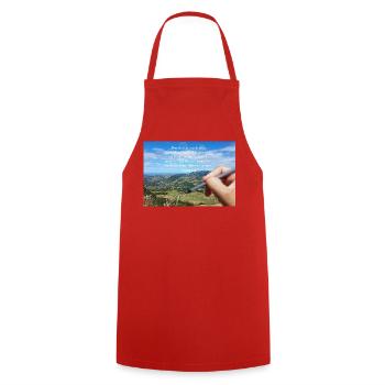 Himmlisches Schöpfungszitat Landschaft - Kochschürze - Rot - Vorne - AI Model Male 185 dark (185cm)