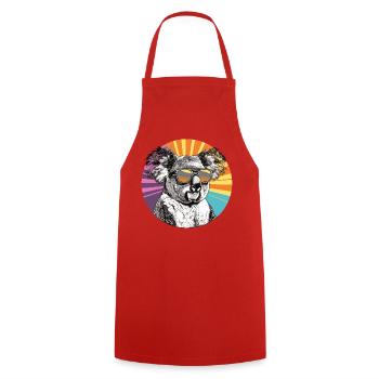 Koala mit Sonnenbrille im Retro Regenbogen - Kochschürze - Rot - Vorne - AI Model Male 185 dark (185cm)